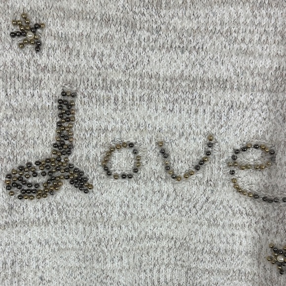 Interdee Love Stub Long Sleeve Cream Small Sweater - Picture 9 of 15